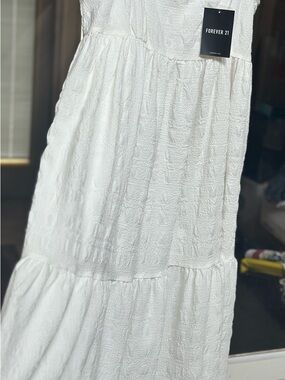 Forever 21 White Textured Maxi Skirt